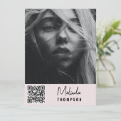 Modern modellierte Comp Card 5 Foto QR Code Rosa Einladung (Stehend Vorderseite)