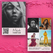 Modern modellierte Comp Card 5 Foto QR Code Rosa Einladung