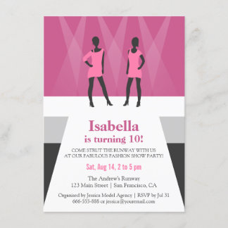 Modern Models Runway Fashion Show Birthday Party Einladung