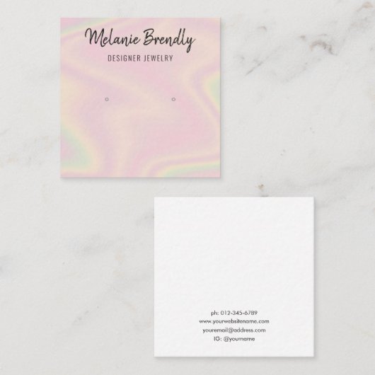 Modern Modern Chic Name Juwelen Earring Display Quadratische Visitenkarte (Vorne/Hinten)