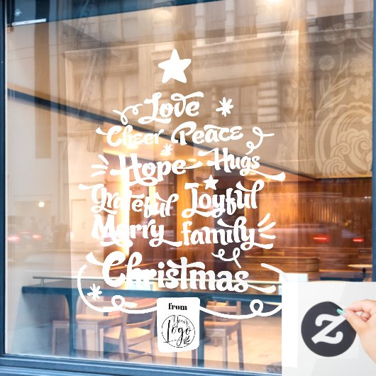 Modern Modern Christmas tree Redewendungen Typogra Fensteraufkleber (Café-Fenster)