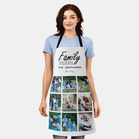 Modern Modern Foto Collage Family Quote Typografy Schürze (Getragen)