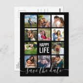 Modern Modern Foto Collage Save the Date Postcard Postkarte (Vorne/Hinten)