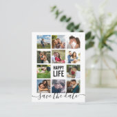 Modern Modern Foto Collage Save the Date Postcard Postkarte (Stehend Vorderseite)