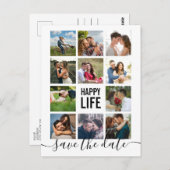 Modern Modern Foto Collage Save the Date Postcard Postkarte (Vorne/Hinten)