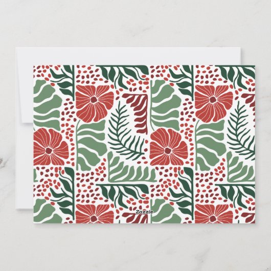 Modern Modern Green Red Pattern Foto Weihnachten (Rückseite)