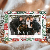 Modern Modern Green Red Pattern Foto Weihnachten