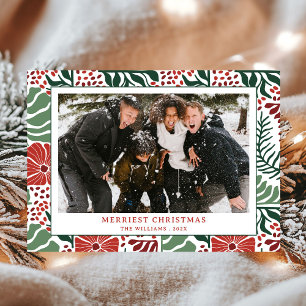 Modern Modern Green Red Pattern Foto Weihnachten