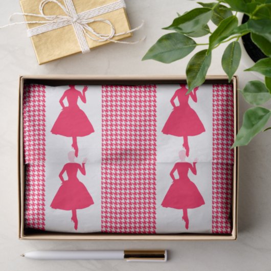 Modern Modern Hahnentrittmuster mit Mode-Silhouett Seidenpapier (Geschenk)