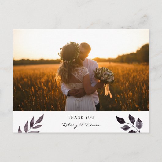 Modern Modern Modern Watercolor Foto Danke Postcar Postkarte (Vorderseite)