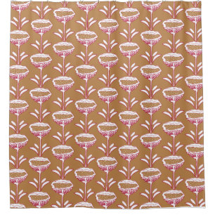 Modern Modern Mohn Design White Viva Magenta Gold Duschvorhang