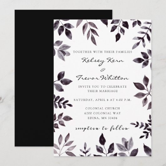 Modern Modern Mood Watercolor Floral Wedding Einla Einladung (Vorne/Hinten)