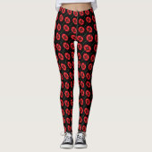 Modern Modern Poppy Blume Muster Red Black Legging Leggings (Vorderseite)