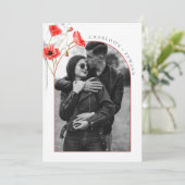 Modern Modern Poppy Red Blume Arch Foto Hochzeit Einladung (Stehend Vorderseite)