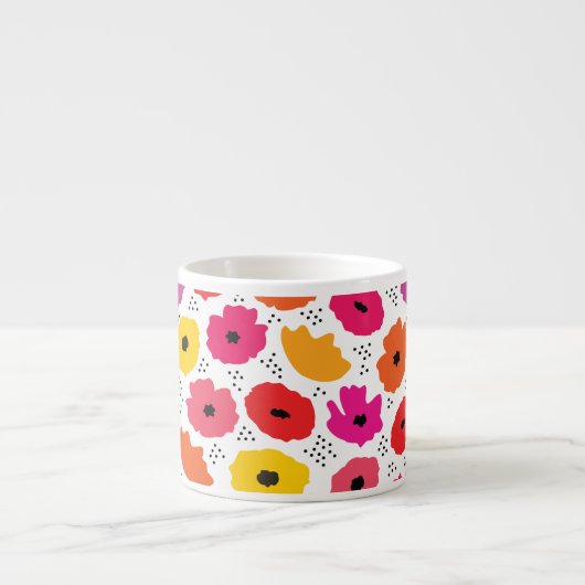 Modern Modern Poppy Rosa Rosa Blütenmuster Espressotasse (Vorderseite)