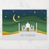 Modern moderne Eid Mubarak Papier schneiden Mosche Lebensmitteletikett (Einzelnes Label)
