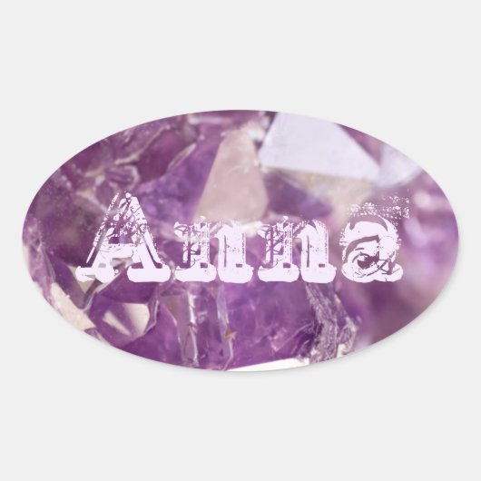 Modern moderne Mauve Lila Amethyst Namensvorlage Ovaler Aufkleber (Vorderseite)