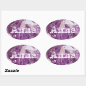 Modern moderne Mauve Lila Amethyst Namensvorlage Ovaler Aufkleber (Blatt)