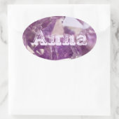 Modern moderne Mauve Lila Amethyst Namensvorlage Ovaler Aufkleber (Tasche)