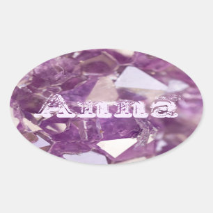 Modern moderne Mauve Lila Amethyst Namensvorlage Ovaler Aufkleber