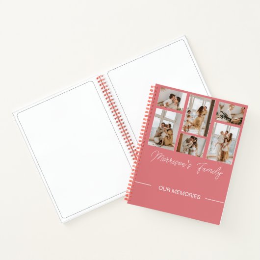 Modern moderne Skriptfamilie Name & Foto Collage Notizblock (Innenseite)