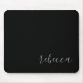 Modern moderner Black Silver Simple Name Mouse Pad Mousepad (Vorne)