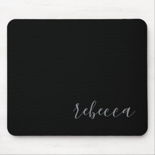 Modern moderner Black Silver Simple Name Mouse Pad Mousepad
