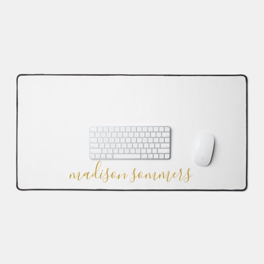 Modern moderner Goldskriptname auf der White Desk  Schreibtischunterlage (Tastatur & Maus)
