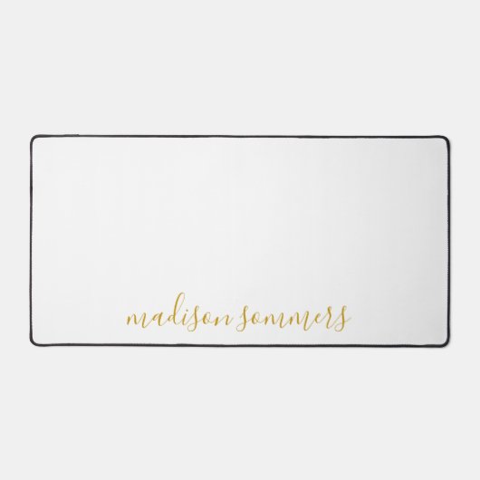 Modern moderner Goldskriptname auf der White Desk  Schreibtischunterlage (Vorderseite)