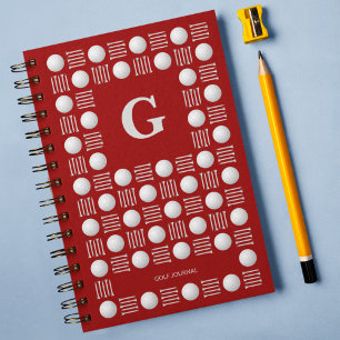 Modern moderner Golf Ball & T-Shirt Monogram Red Notizblock