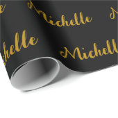 Modern moderner Script Individuelle Name Black and Geschenkpapier (Rolleneckpunkt)