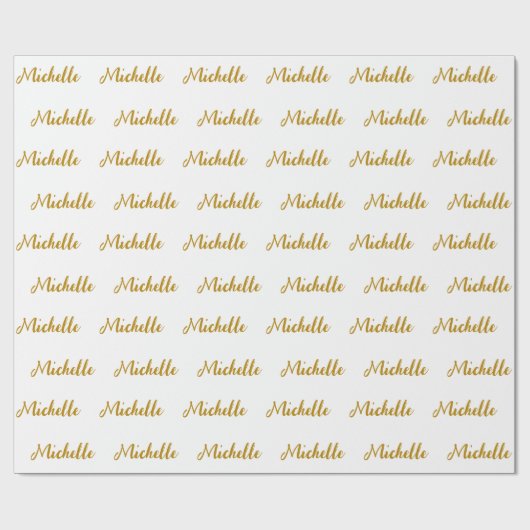 Modern moderner Script Individuelle Name weiß und Geschenkpapier (Flach)