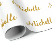 Modern moderner Script Individuelle Name weiß und  Geschenkpapier (Rolleneckpunkt)