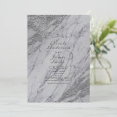 Modern moderner Silberner Glamour Marmorladen Einladung (Stehend Vorderseite)