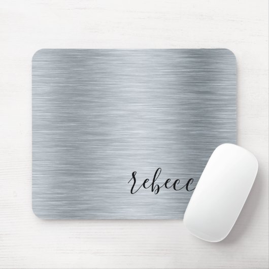 Modern moderner Silver Simple Name Mouse Pad Mousepad (Mit Mouse)