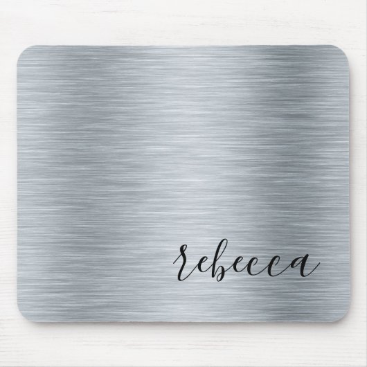 Modern moderner Silver Simple Name Mouse Pad Mousepad (Vorne)