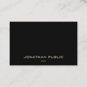 Modern modernes, elegantes Goldname Schwarzes Temp Visitenkarte (Vorderseite)