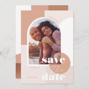 Modern modernes geometrisches Foto in Rosa Save The Date