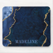 Modern modische Aquarell Blue Marble Geode Mousepad (Vorne)