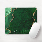 Modern modische Aquarellblau-Grüne Marmorgeode Mousepad (Mit Mouse)