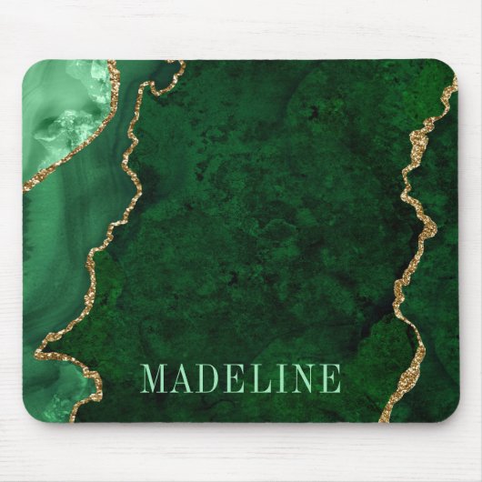 Modern modische Aquarellblau-Grüne Marmorgeode Mousepad (Vorne)