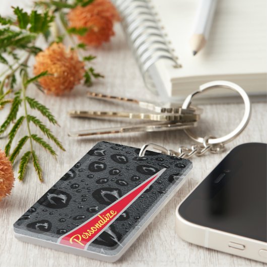 Modern modische Black Bubbles Red Fire Custom Schlüsselanhänger (Vorderseite rechts)