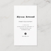 Modern modische Fotografie Mode Typografie Visitenkarte (Rückseite)