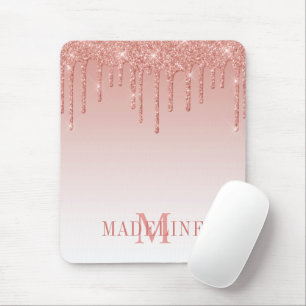 Modern modische Monogram Glitzer Rose Gold Mousepad