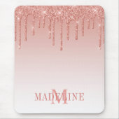 Modern modische Monogram Glitzer Rose Gold Mousepad (Vorne)