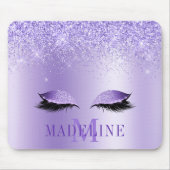 Modern modische Monogram Lila Glitzer Lashes Mousepad (Vorne)