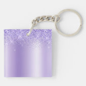 Modern modische Monogram Lila Glitzer Lashes Schlüsselanhänger (Rückseite)