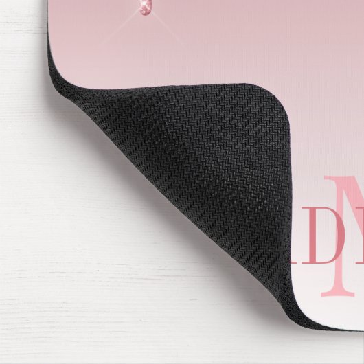 Modern modische, rosa Glitzer Monogram Mousepad (Ecke)