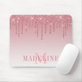 Modern modische, rosa Glitzer Monogram Mousepad (Mit Mouse)
