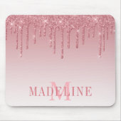 Modern modische, rosa Glitzer Monogram Mousepad (Vorne)